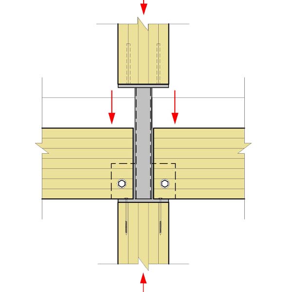 03.B - Multiple Beams Bear on Bearing Plate with Steel Standoff Supporting Column Above