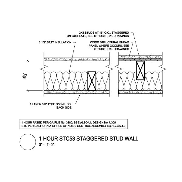 AW09-1HourSTC53StaggeredStudWall