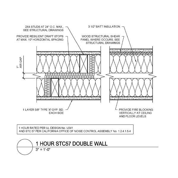 1-Hour STC 57 Double Wall - WoodWorks