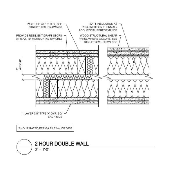 2-Hour STC 55 TO 59 Double Wall - WoodWorks