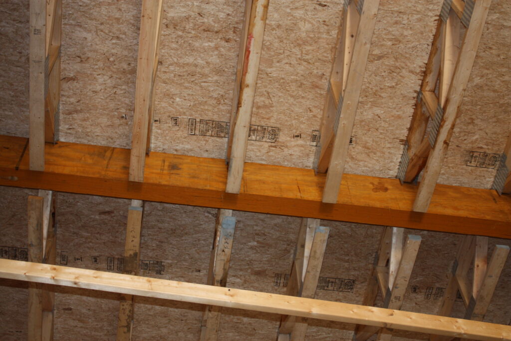 Wood diaphragm with small openings near support beam