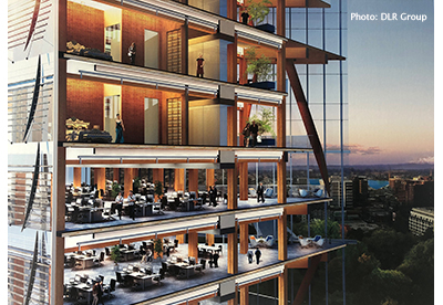 Skyscraper mock-up utilizing timber as a building material