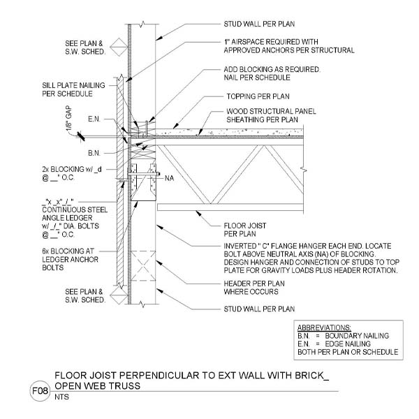 F08 - FLOOR JOIST PERPENDICULAR TO EXT WALL WITH BRICK-