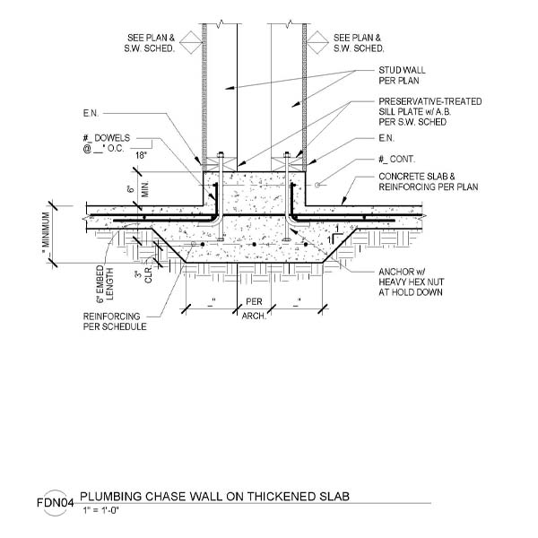 FDN04 - PLUMBING CHASE WALL ON THICKENED SLAB