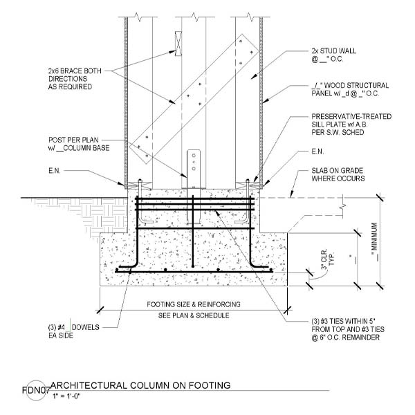 FDN07 - ARCHITECTURAL COLUMN ON FOOTING