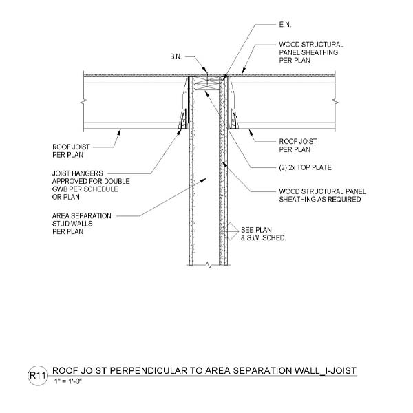 R11 - ROOF JOIST PERPENDICULAR TO AREA SEPARATION WALL-I-JOIST