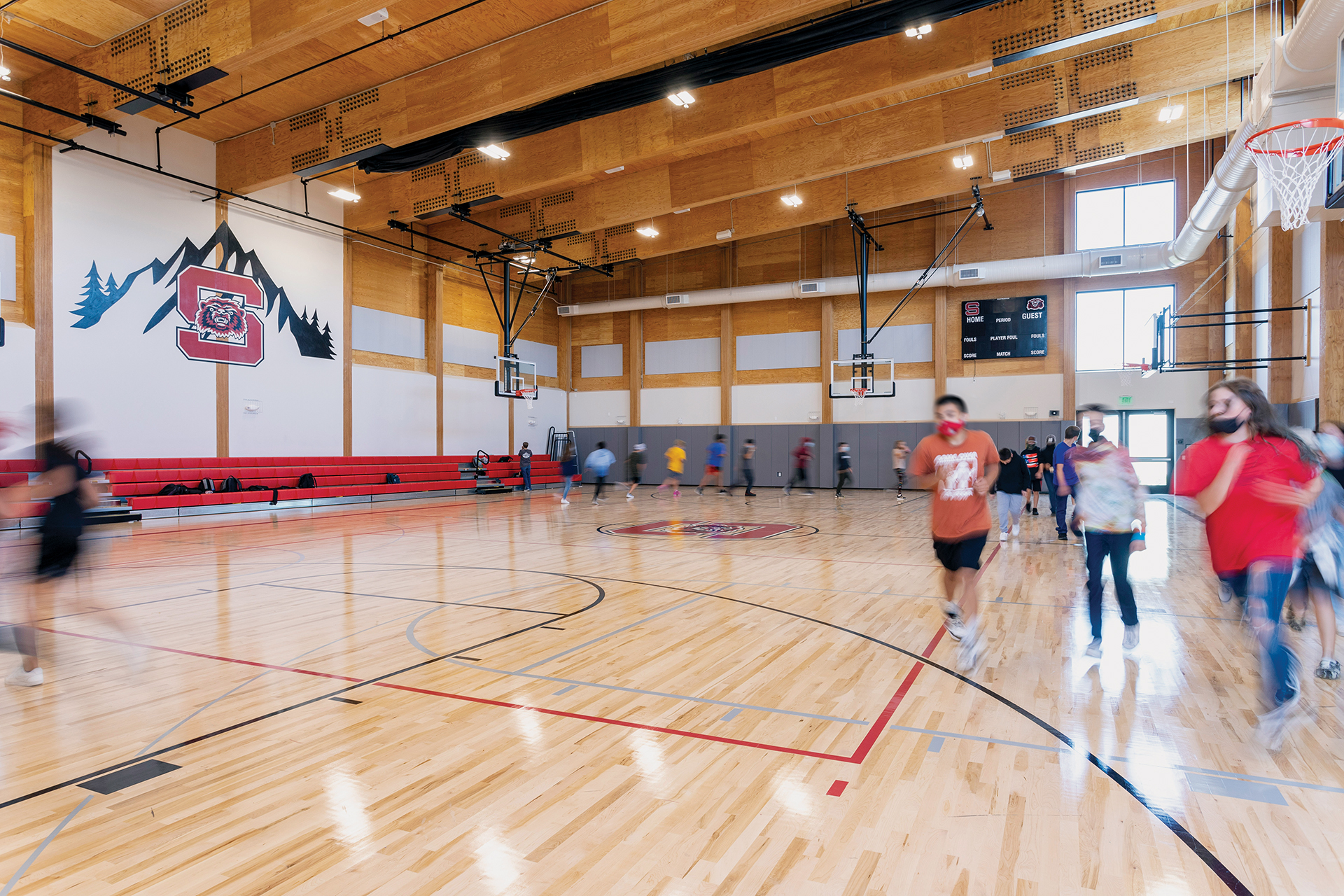 Santiam Gym showing mass timber structural elements