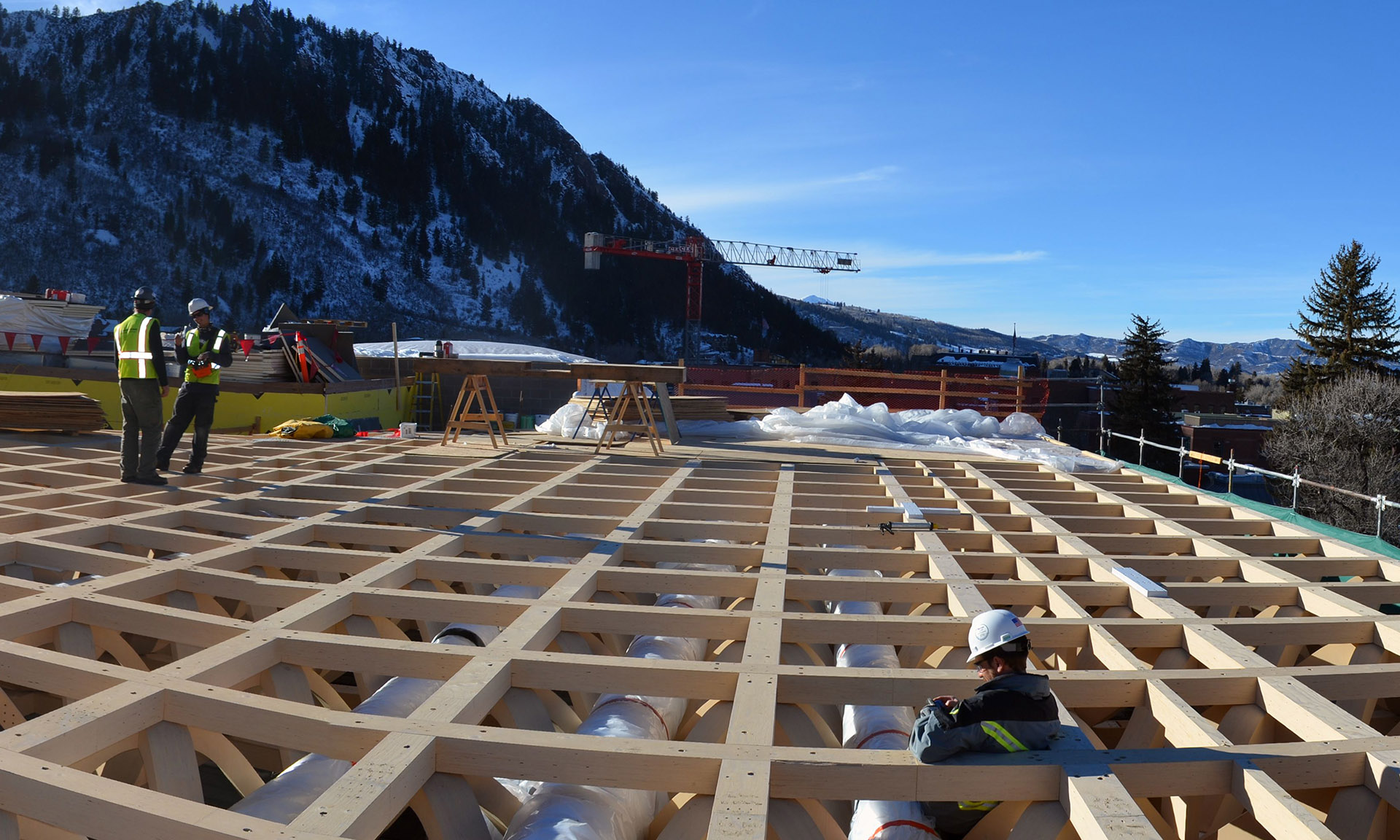 Aspen Art Museum roof system under construction