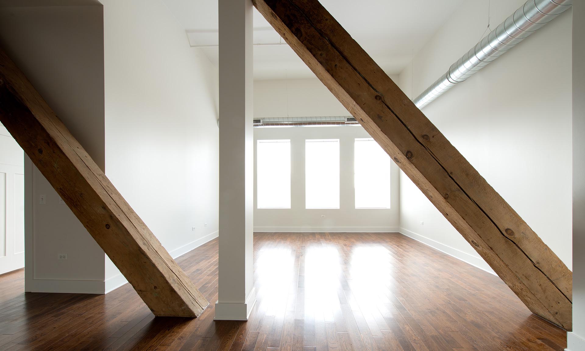 Bronzeville Artist Lofts wood beams