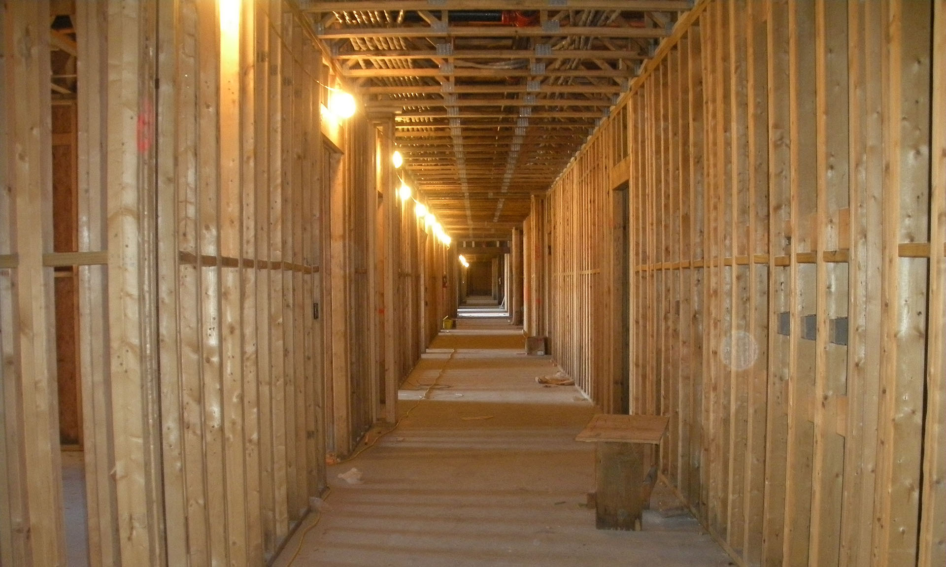 The Brooklyn Riverside interior hallway construction