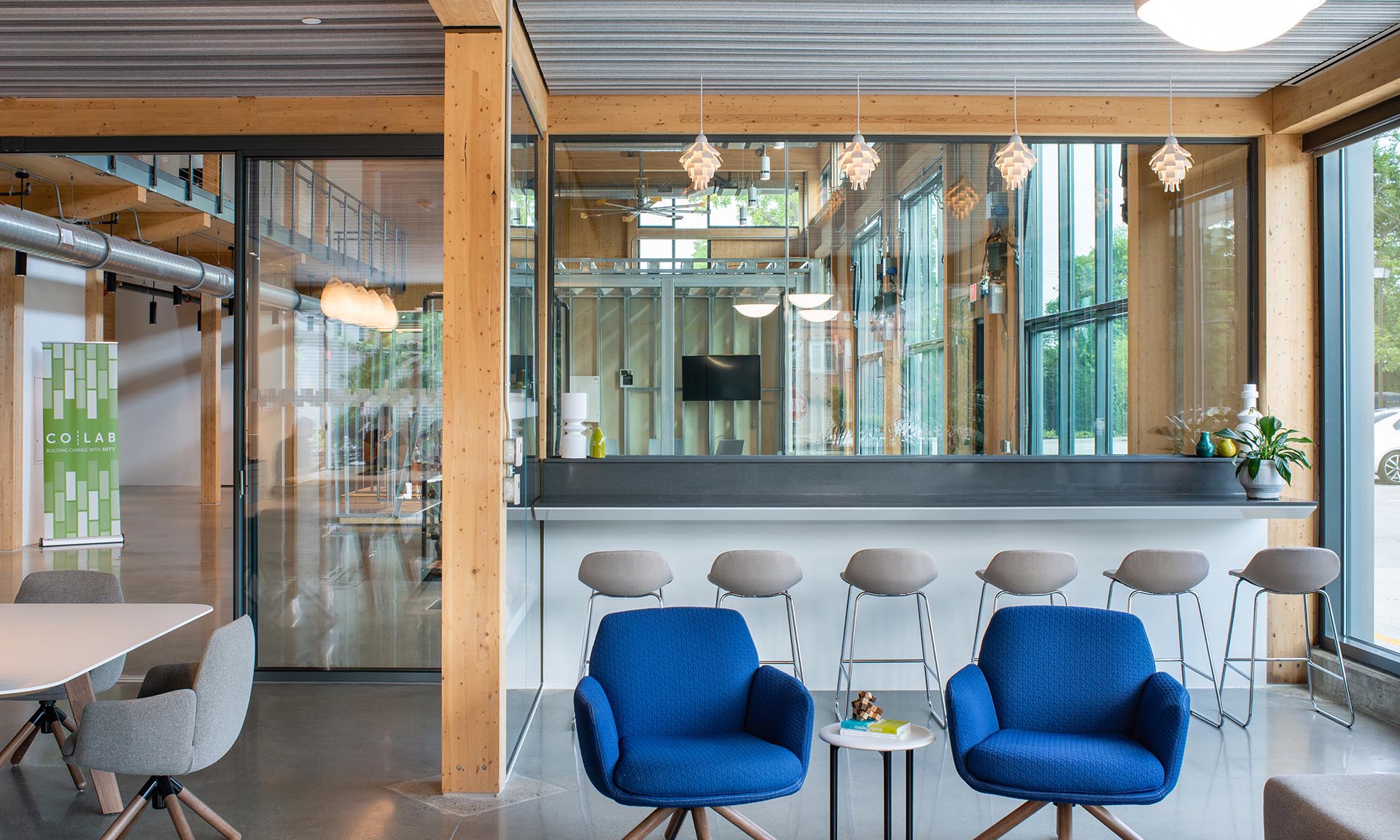 Co|Lab interior blue chairs