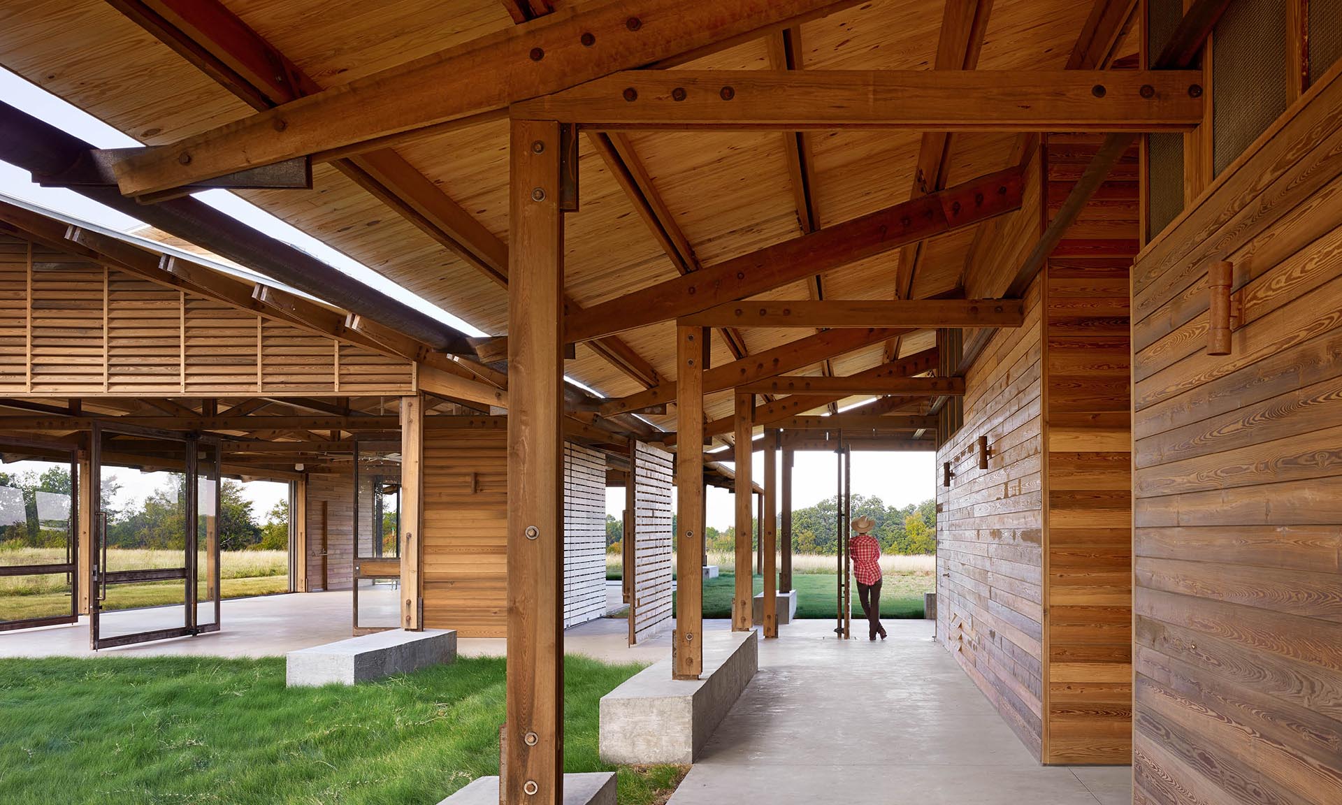 Dixon Water Foundation pavilion wood beams and siding