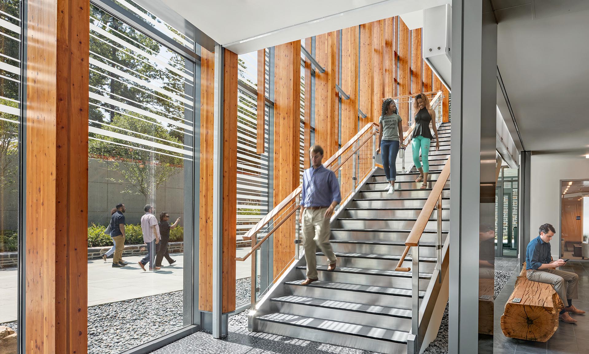 Duke University Student Wellness Center Lobby staircase