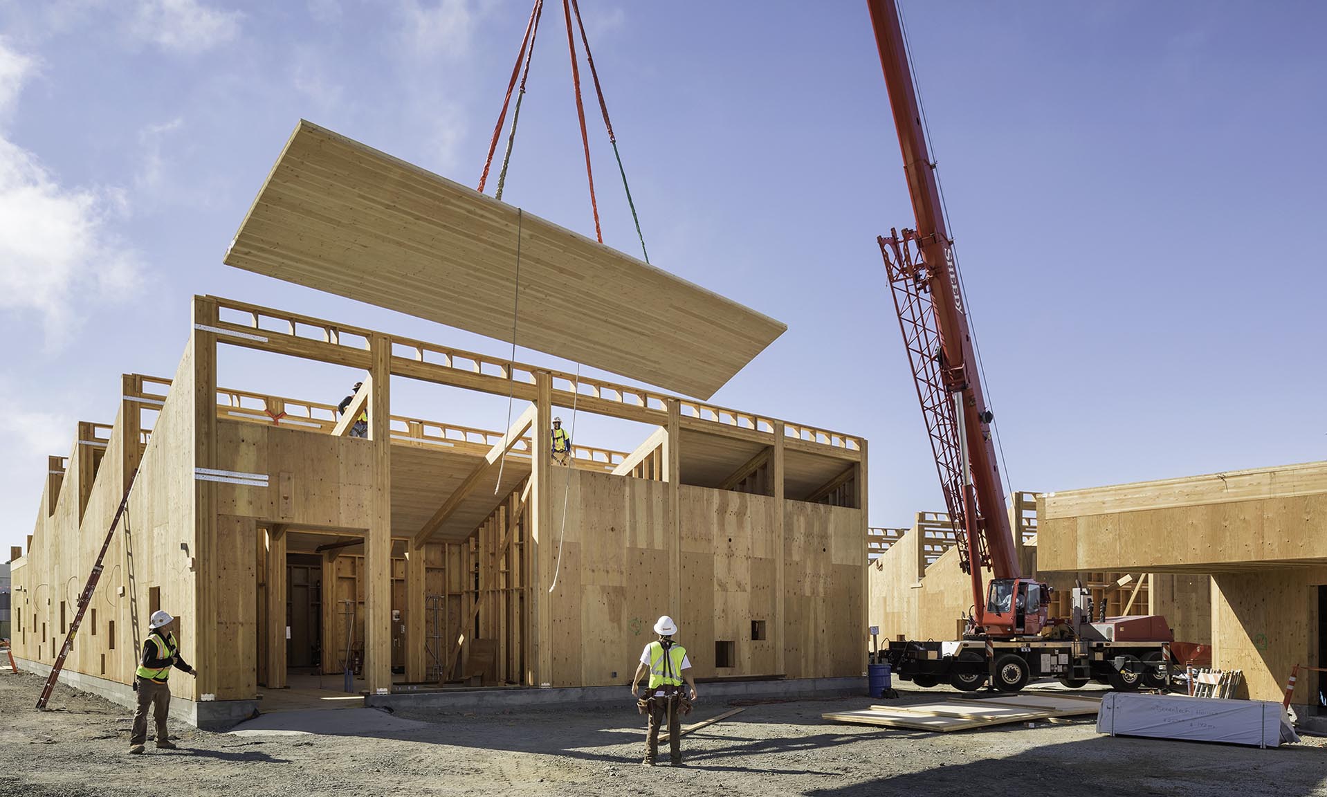 Genentech Child Care Center under construction panel lowering