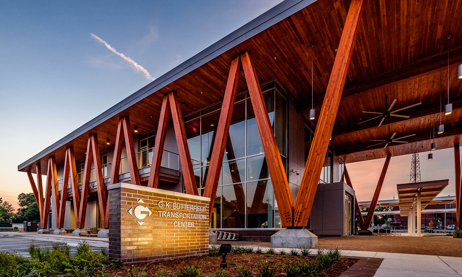 GK Butterfield Transportation Center exterior with sign