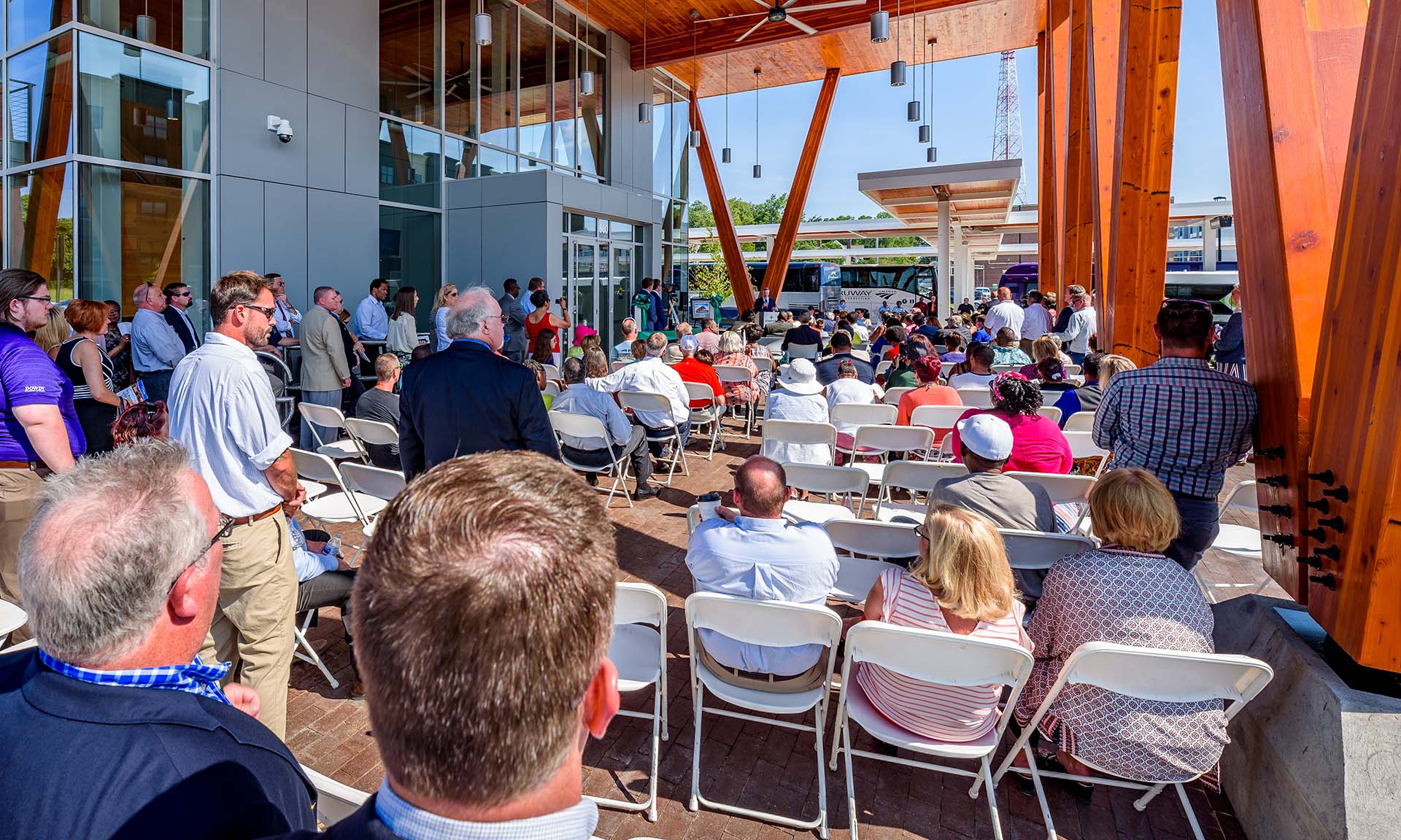 GK Butterfield Transportation Center people sitting outside