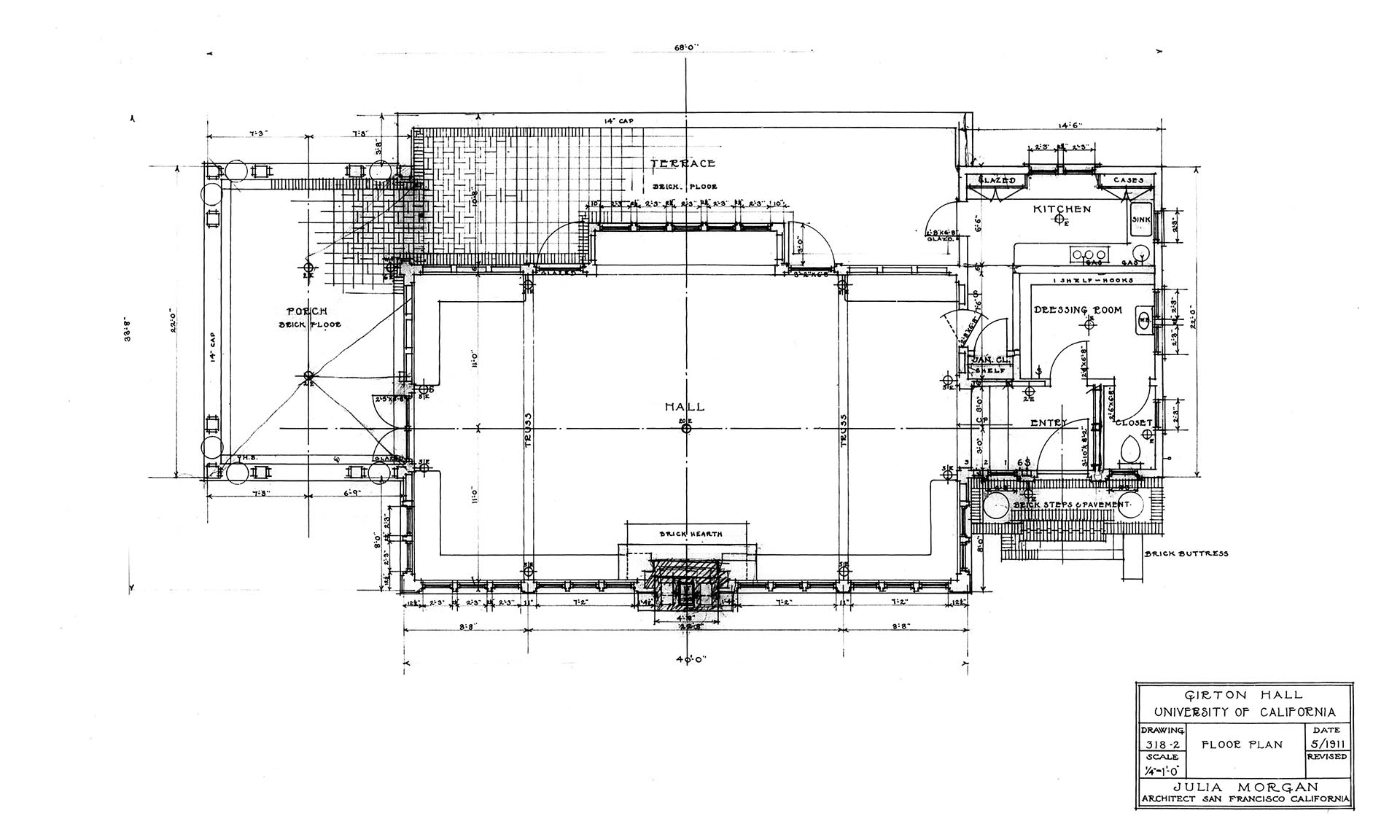 Julia Morgan Hall drawings