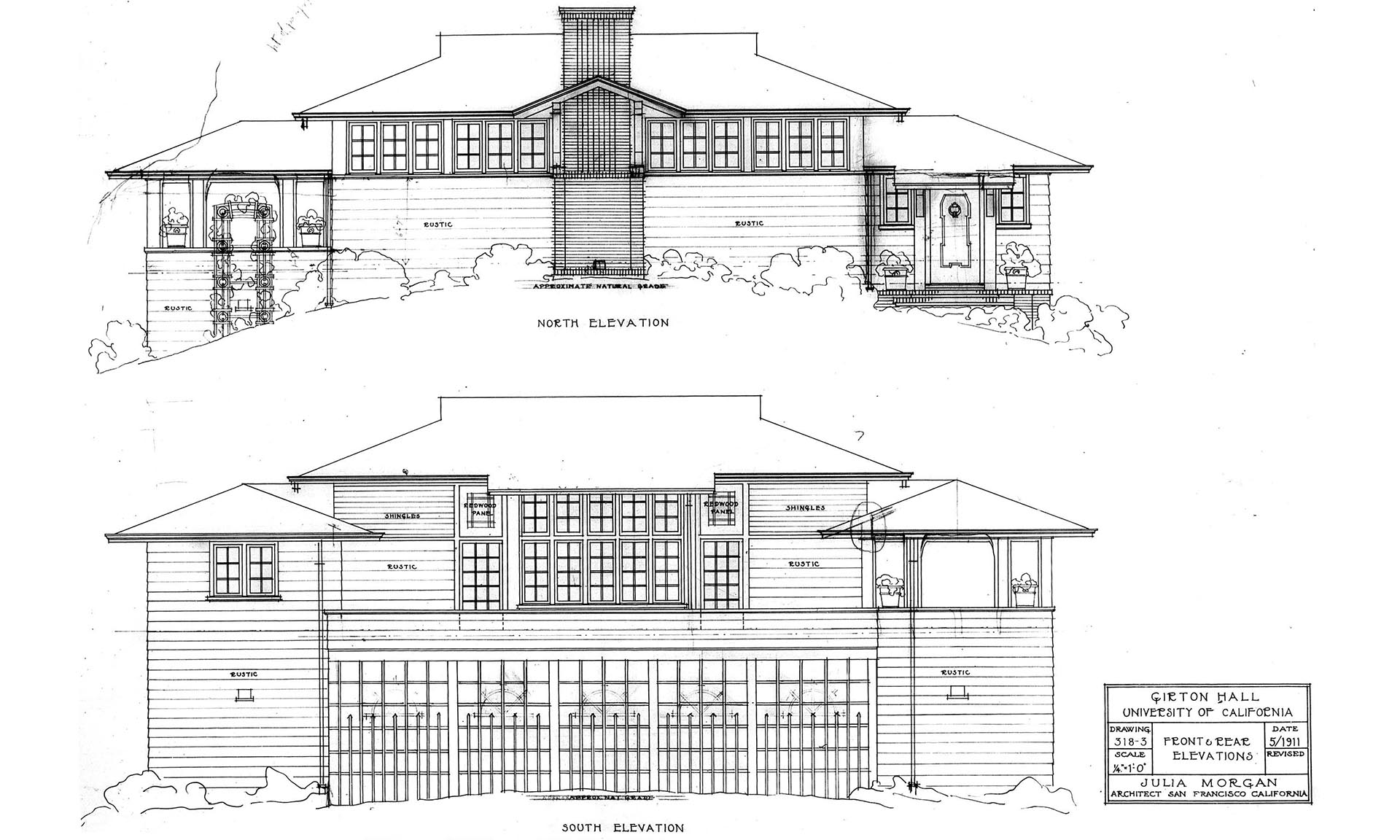 Julia Morgan Hall drawings