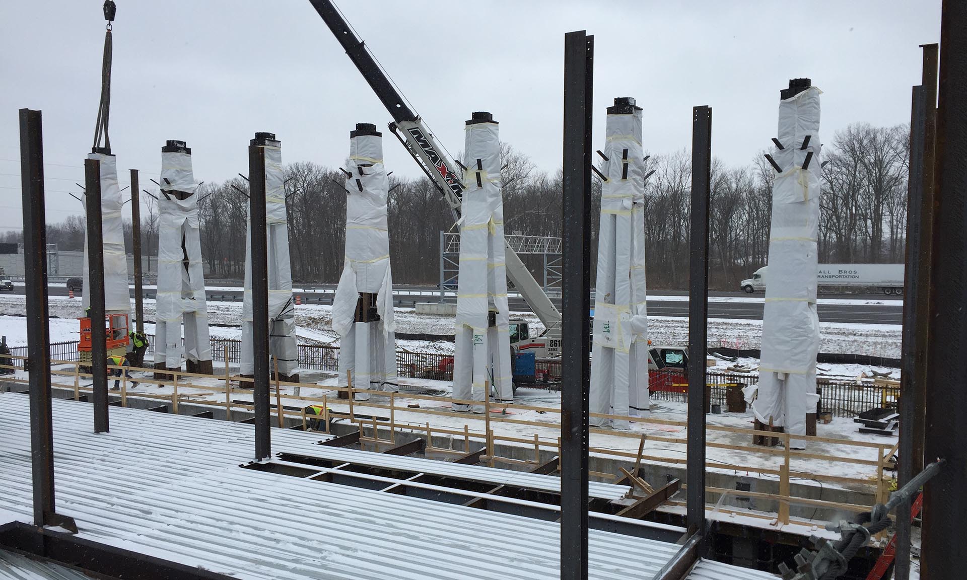 Liberty Fund Corporate Headquarters columns under construction