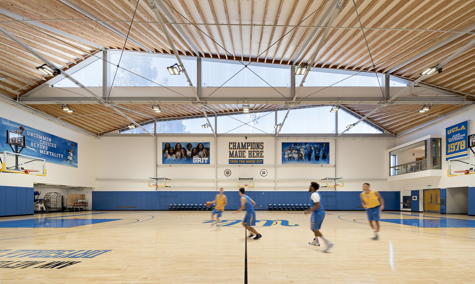 Mo Ostin Basketball Center at UCLA students playing basketball