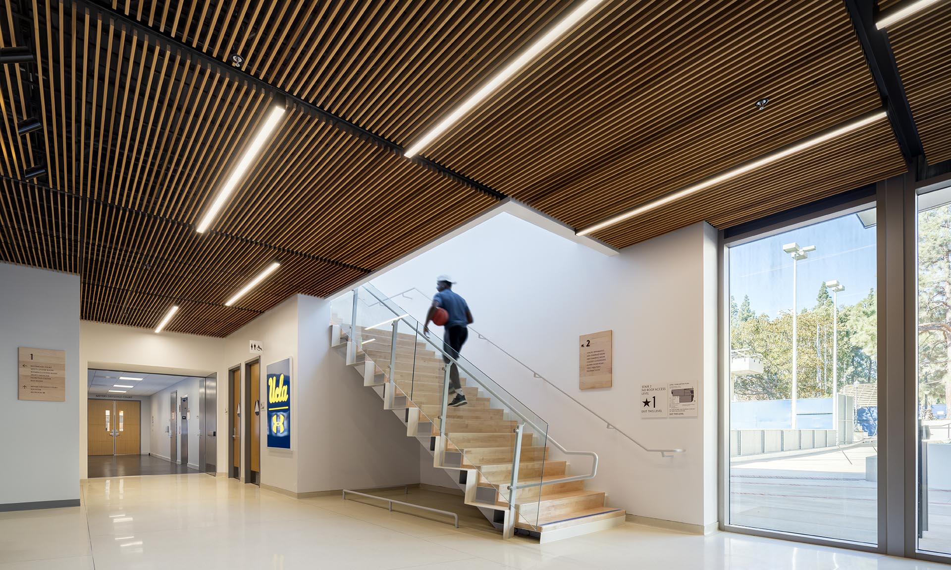 Mo Ostin Basketball Center at UCLA interior stairwell