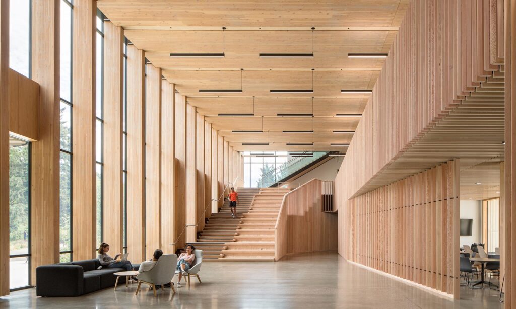 Oregon State University Forest Science Complex interior with staircase