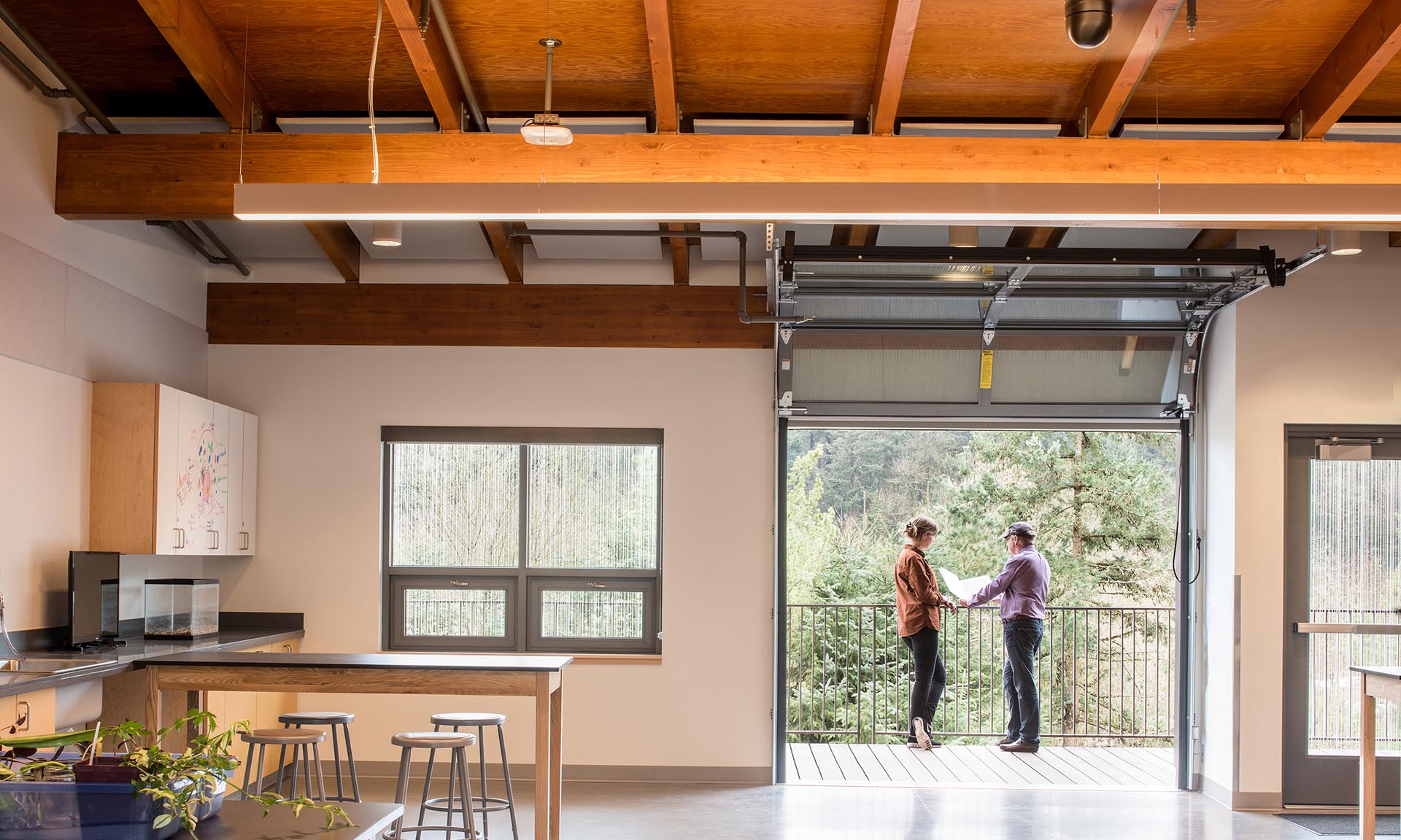 Oregon Zoo Education Center interior looking outside