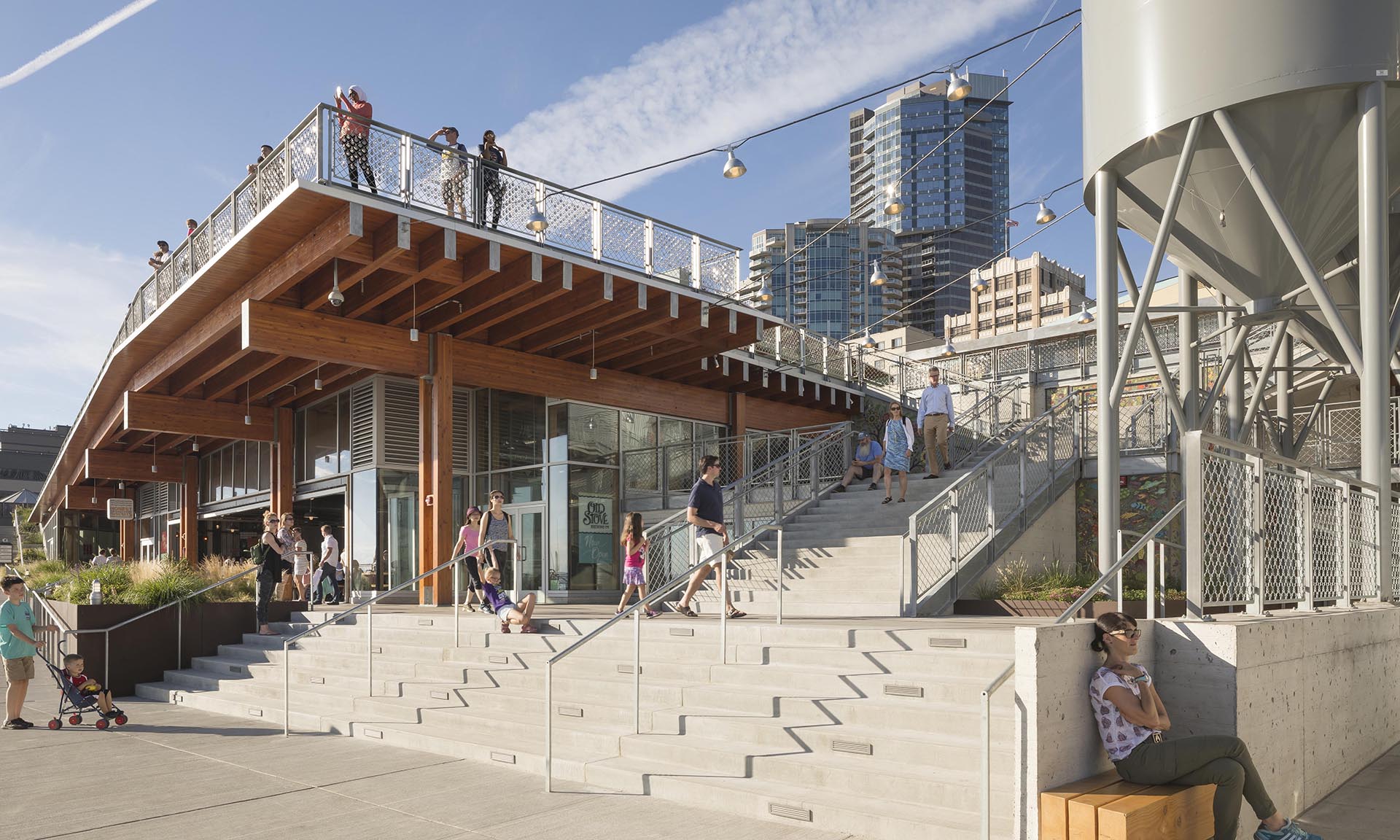 Pike Place Marketfront exterior deck and stairs