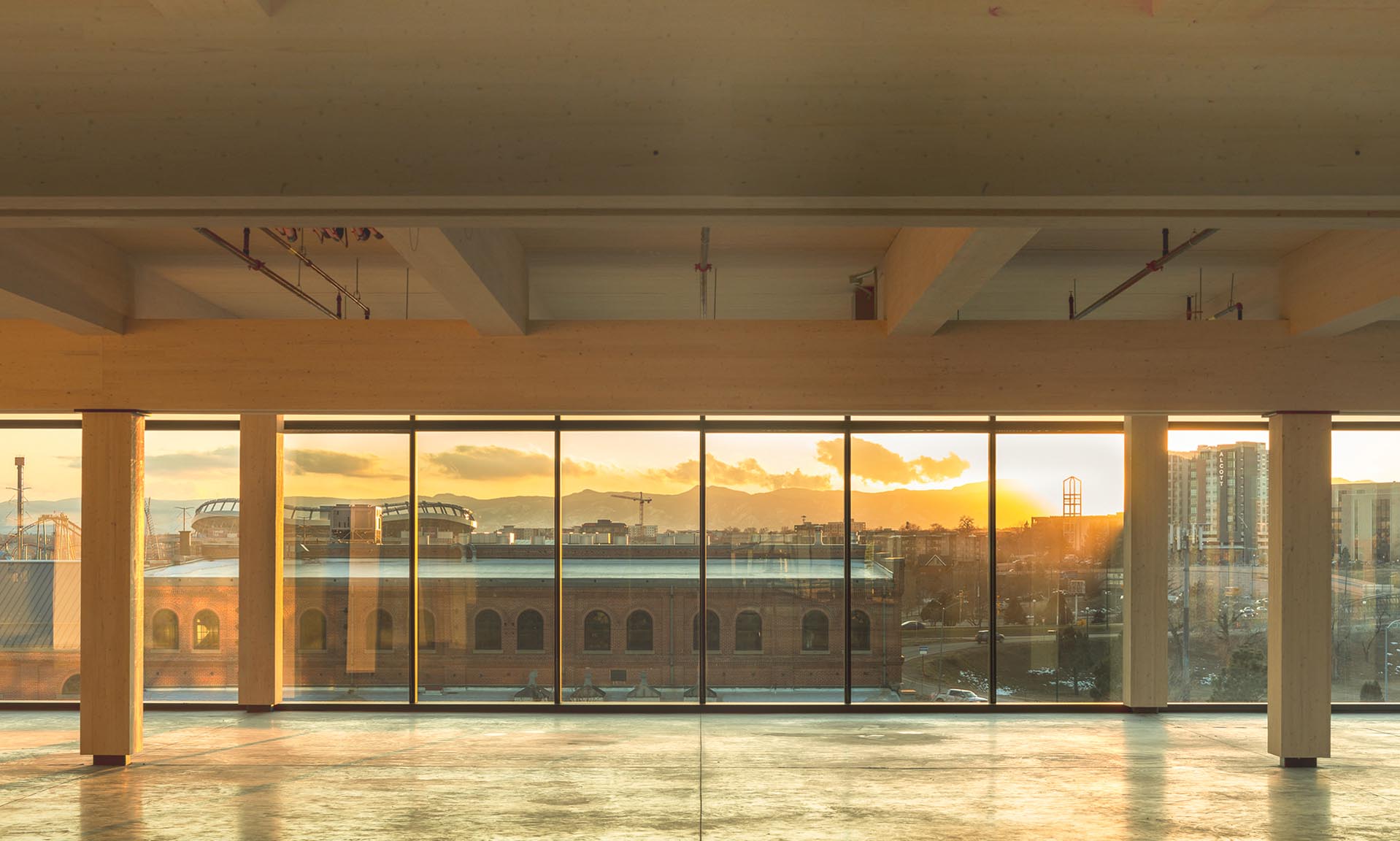 Platte Fifteen interior looking out at sunset