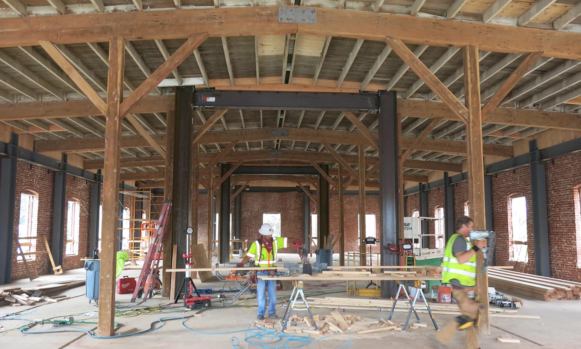 Savage and Cooke Distillery under construction wood framing