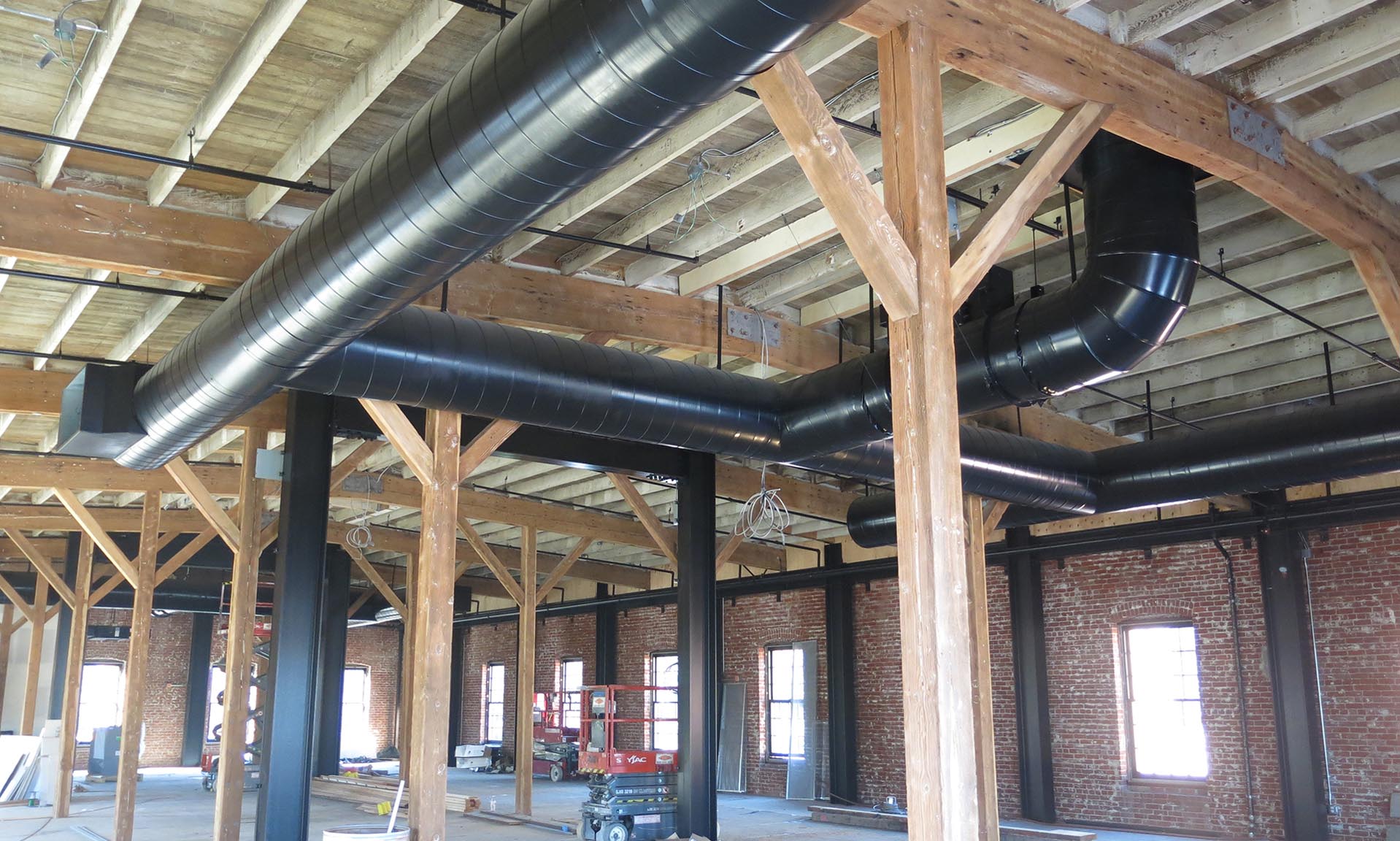 Savage and Cooke Distillery under construction wood framing