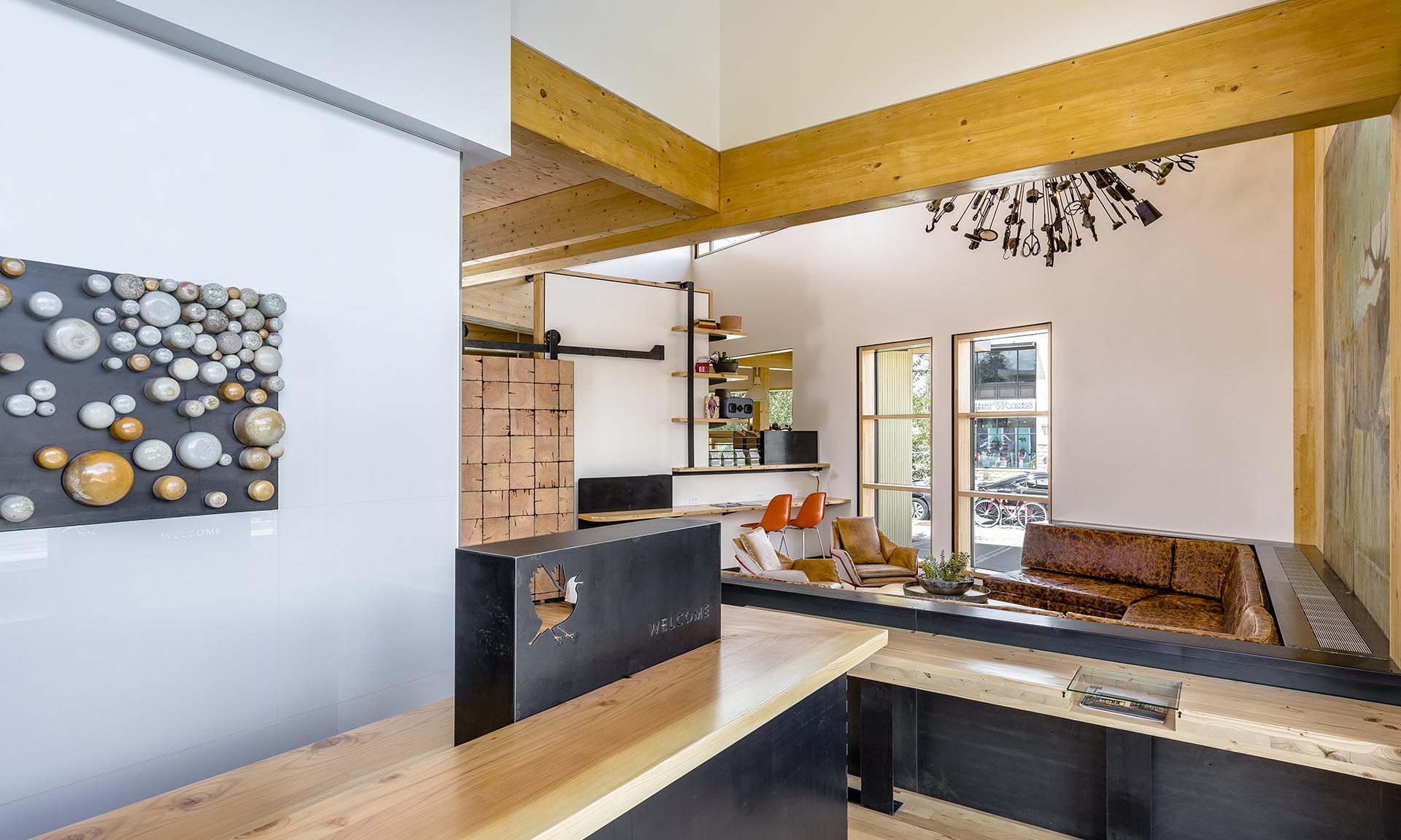 The Lark Hotel Addition interior wood beam