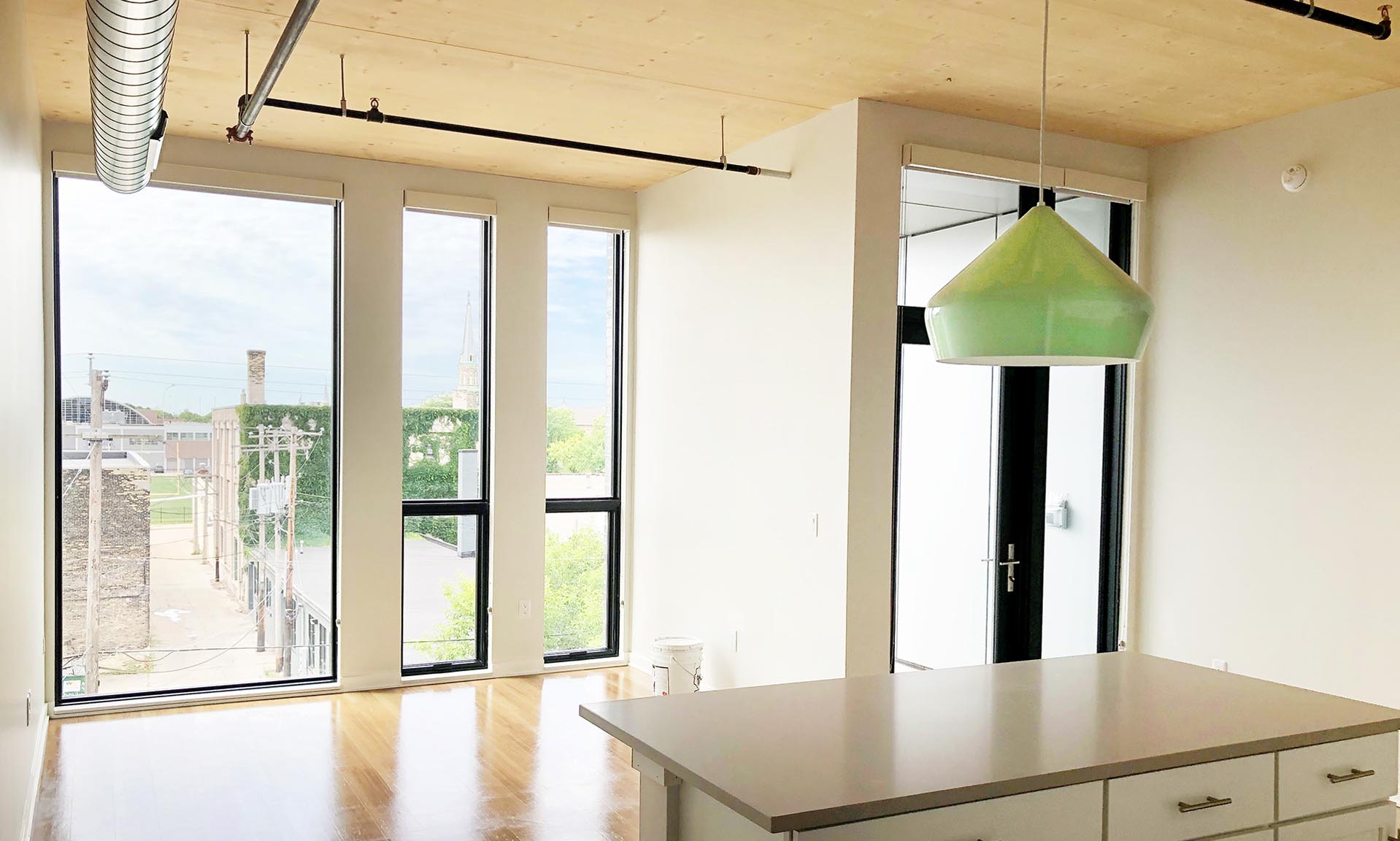 Timber Lofts inside loft looking out