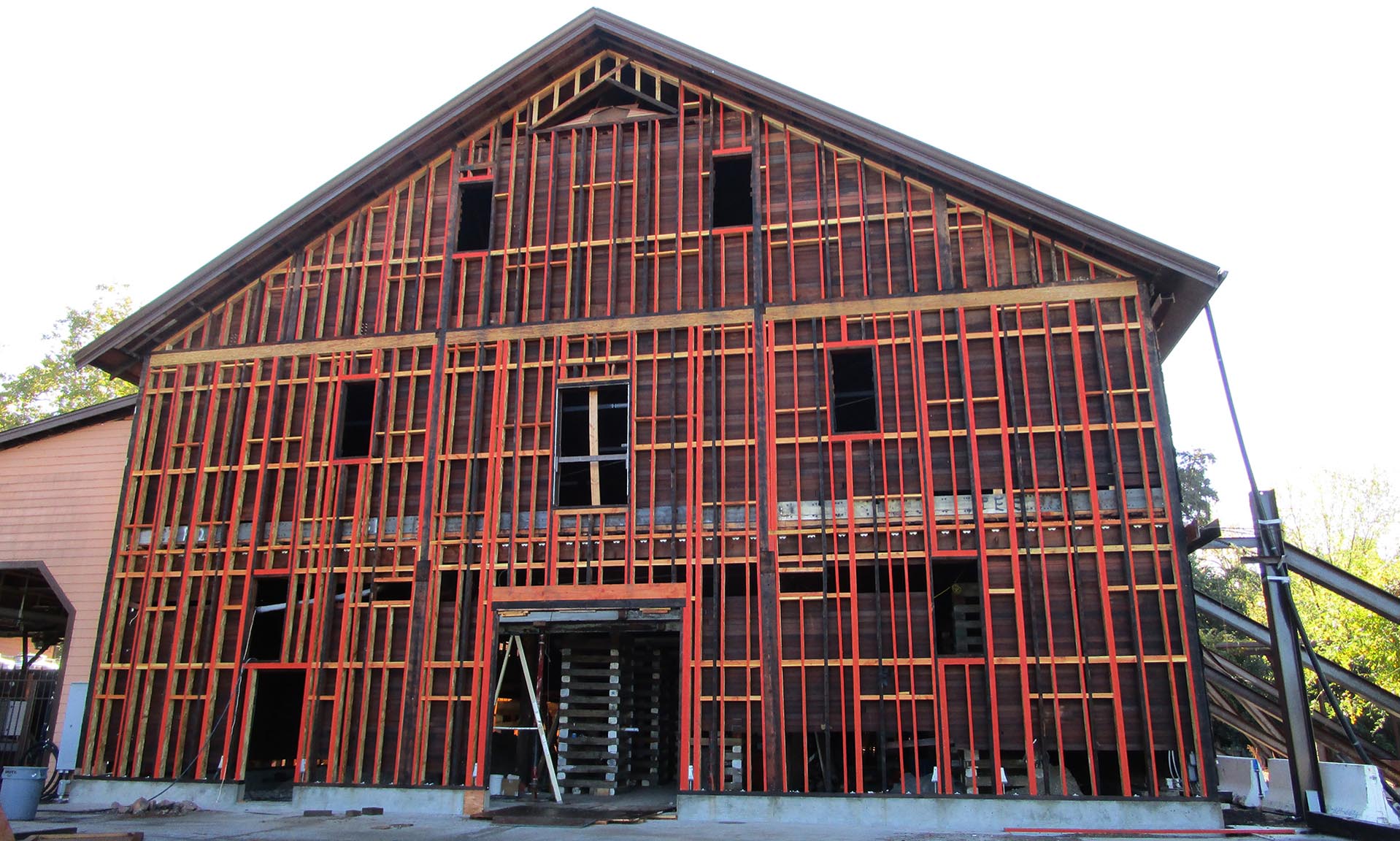 Trefethen Historic Winery exterior under construction