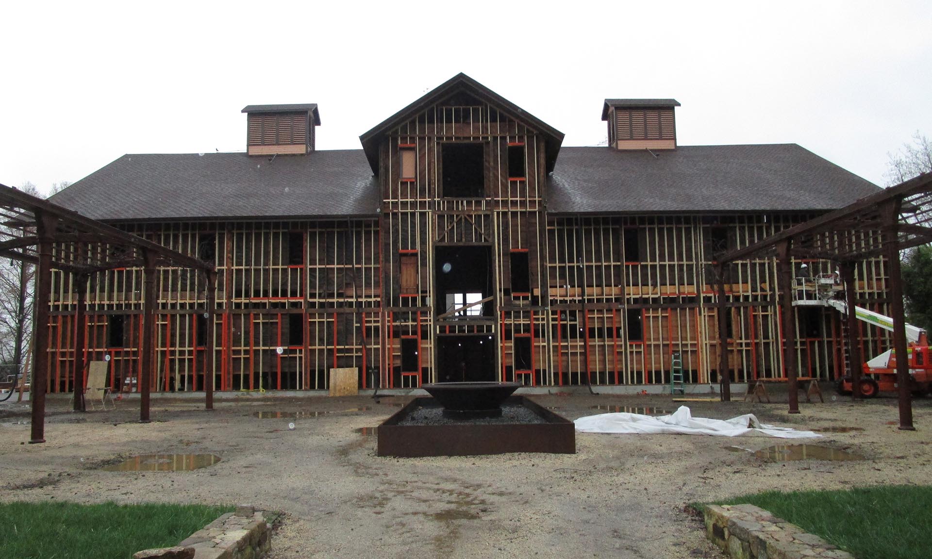 Trefethen Historic Winery exterior under construction