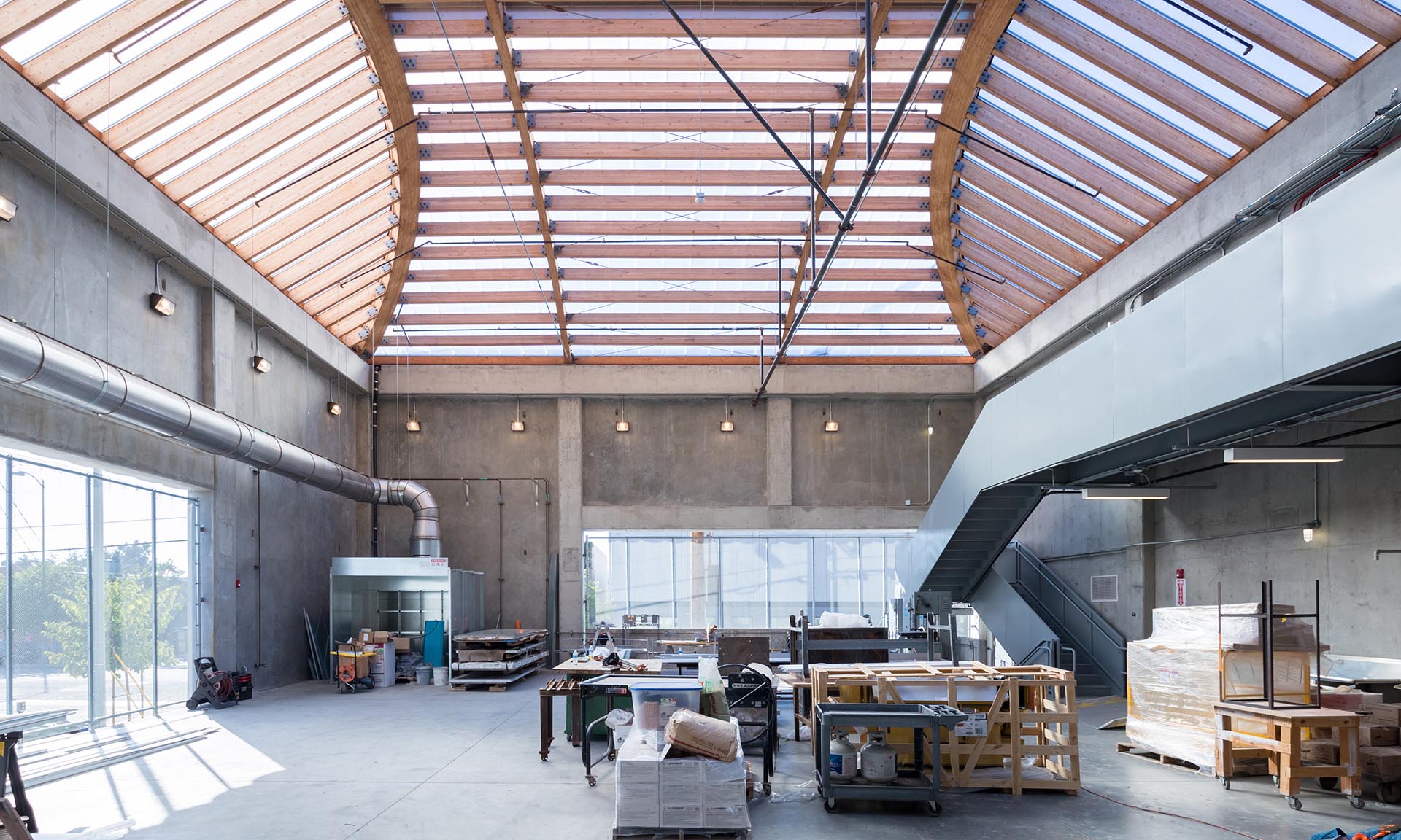 UCLA Margo Leavin Graduate Art Studios curved wood vault roof