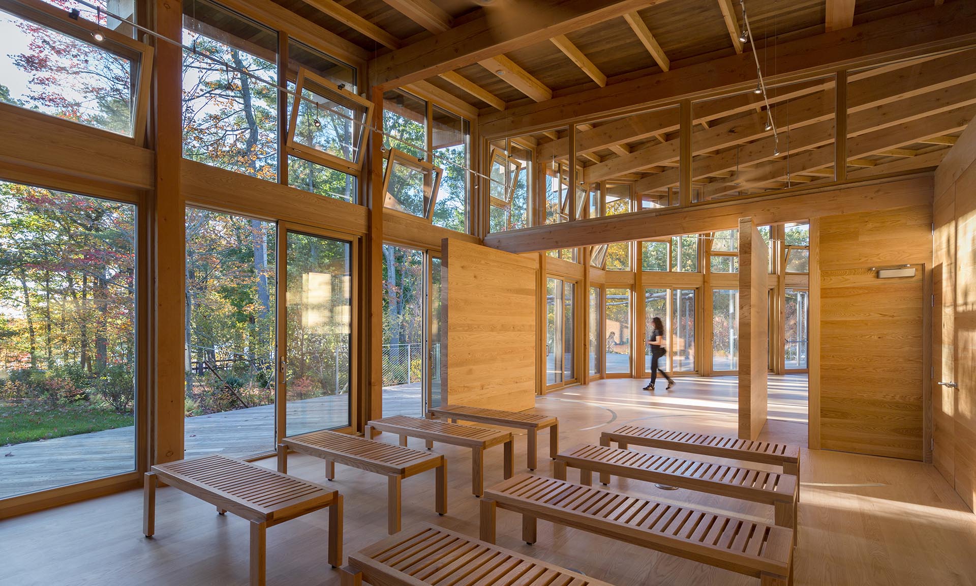 Walden Pond Visitor Center light-wood frame