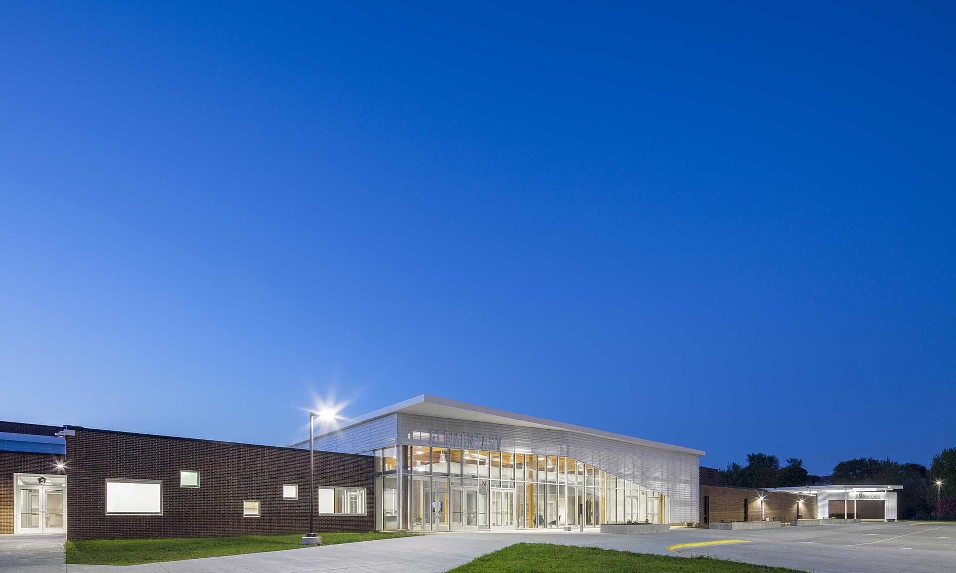 Wisner-Pilger Public Schools Addition exterior landscape view